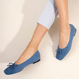 Vivaia Elvira Old Money Washable Breathable Square Flat Slate Blue Loafers 8